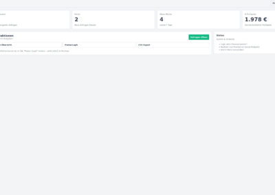 Im Admin Dashboard sehen Sie alle Anfragen, die über den Pool Kostenrechner auf Ihrer Website eingegangen sind.